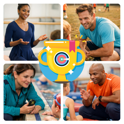 Kids’ activity club owner smiling with children in class – ClassForKids Success Stories Case Study